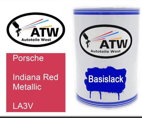 Porsche, Indiana Red Metallic, LA3V: 500ml Lackdose, von ATW Autoteile West.